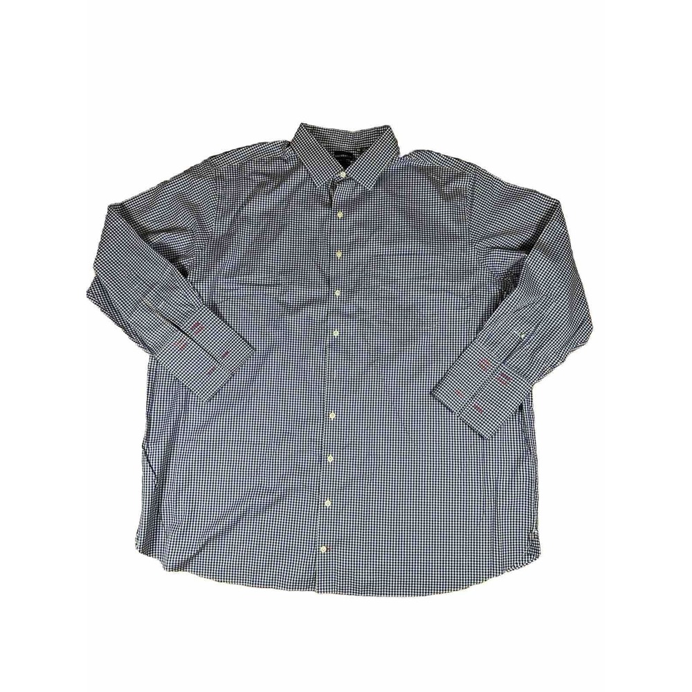 Rochester Plaid Shirt Non-iron Black Blue White‎ Egyptian Cotton Men Sz 20x36/37